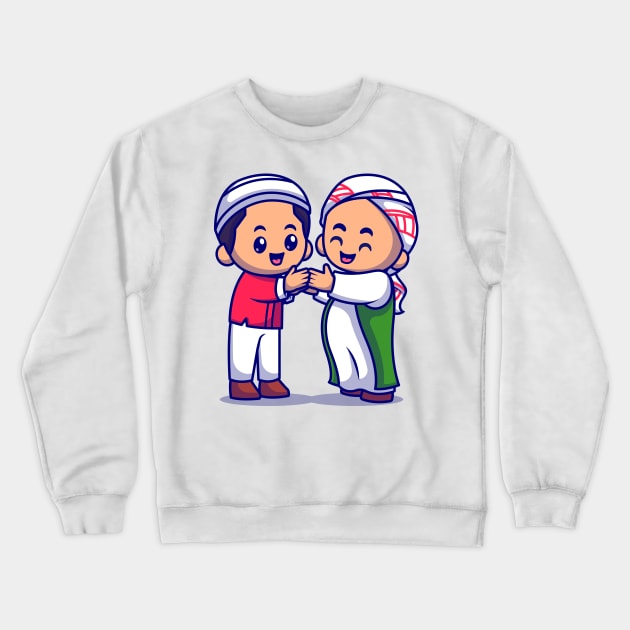 Couple Muslim Men Shaking Hands Cartoon Crewneck Sweatshirt by Catalyst Labs